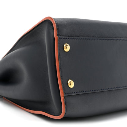 Fendi Vitello Seta Burro Medium Peekaboo Iconic Satchel Blue Notte Plaster 11 of 16