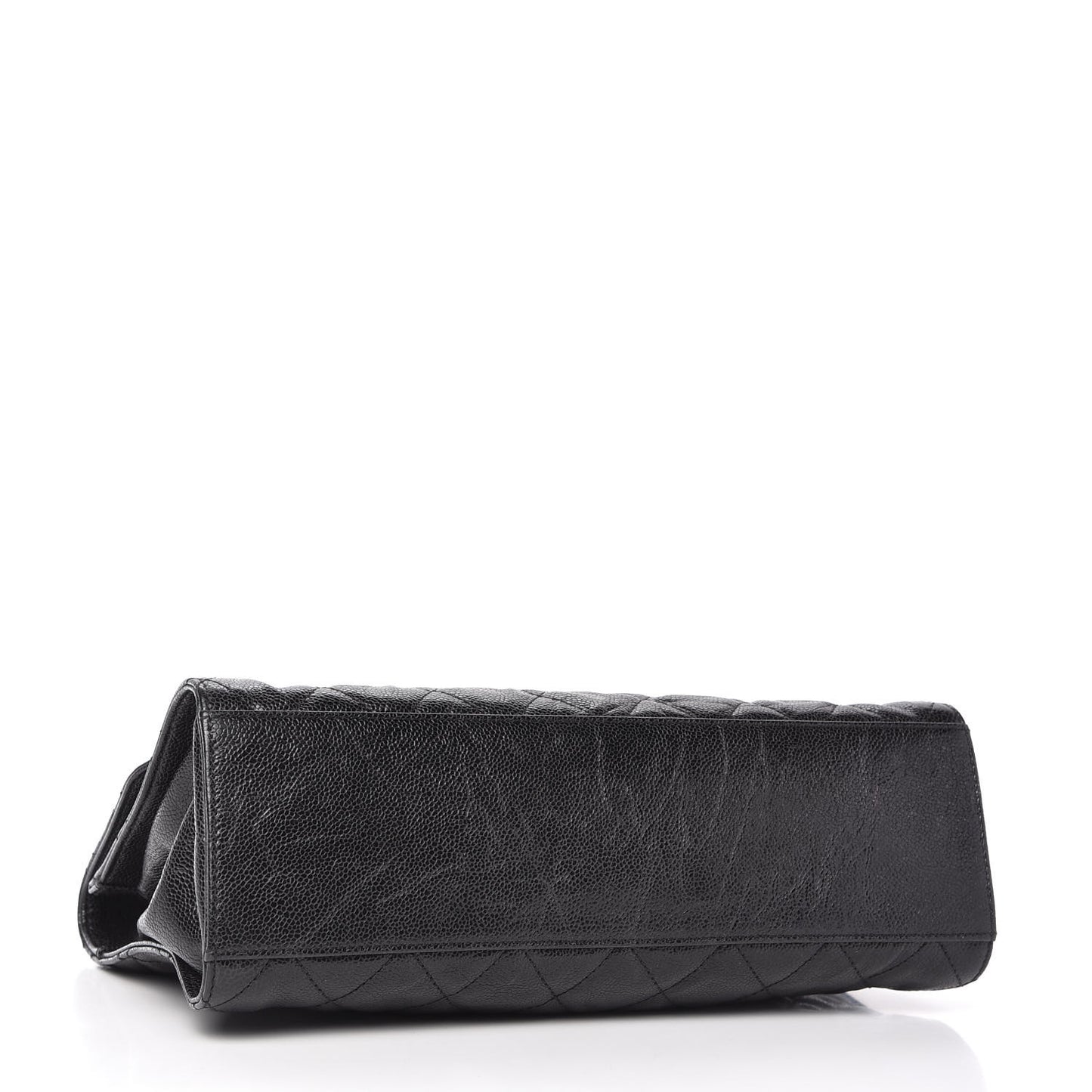 Crumpled Grained Calfskin Jumbo CC Crave Flap Black