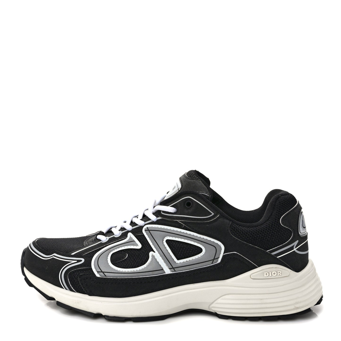 Technical Mesh Calfskin Mens B30 Sneakers 42 Black White