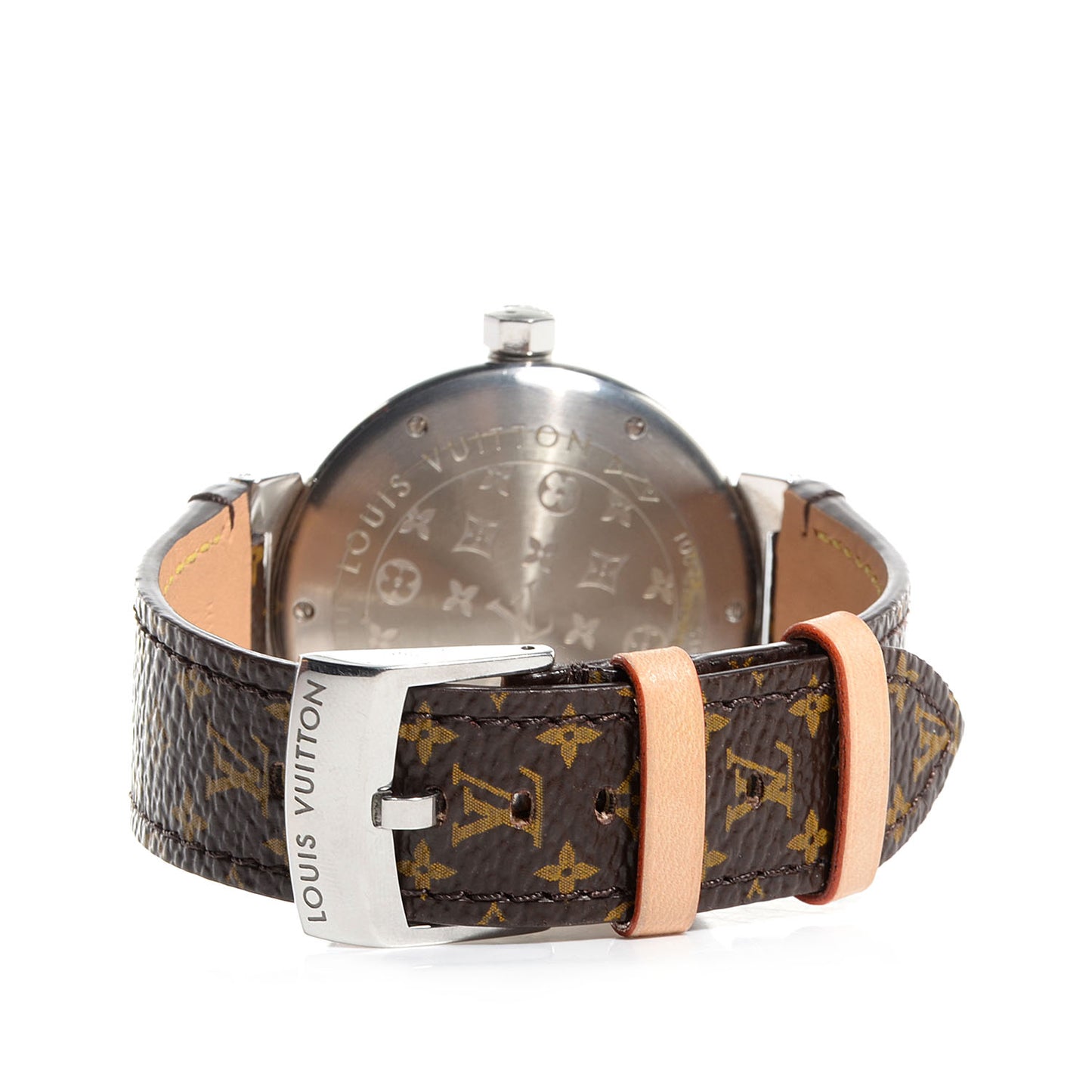 Stainless Steel Monogram 39mm Tambour Quartz Watch Brown