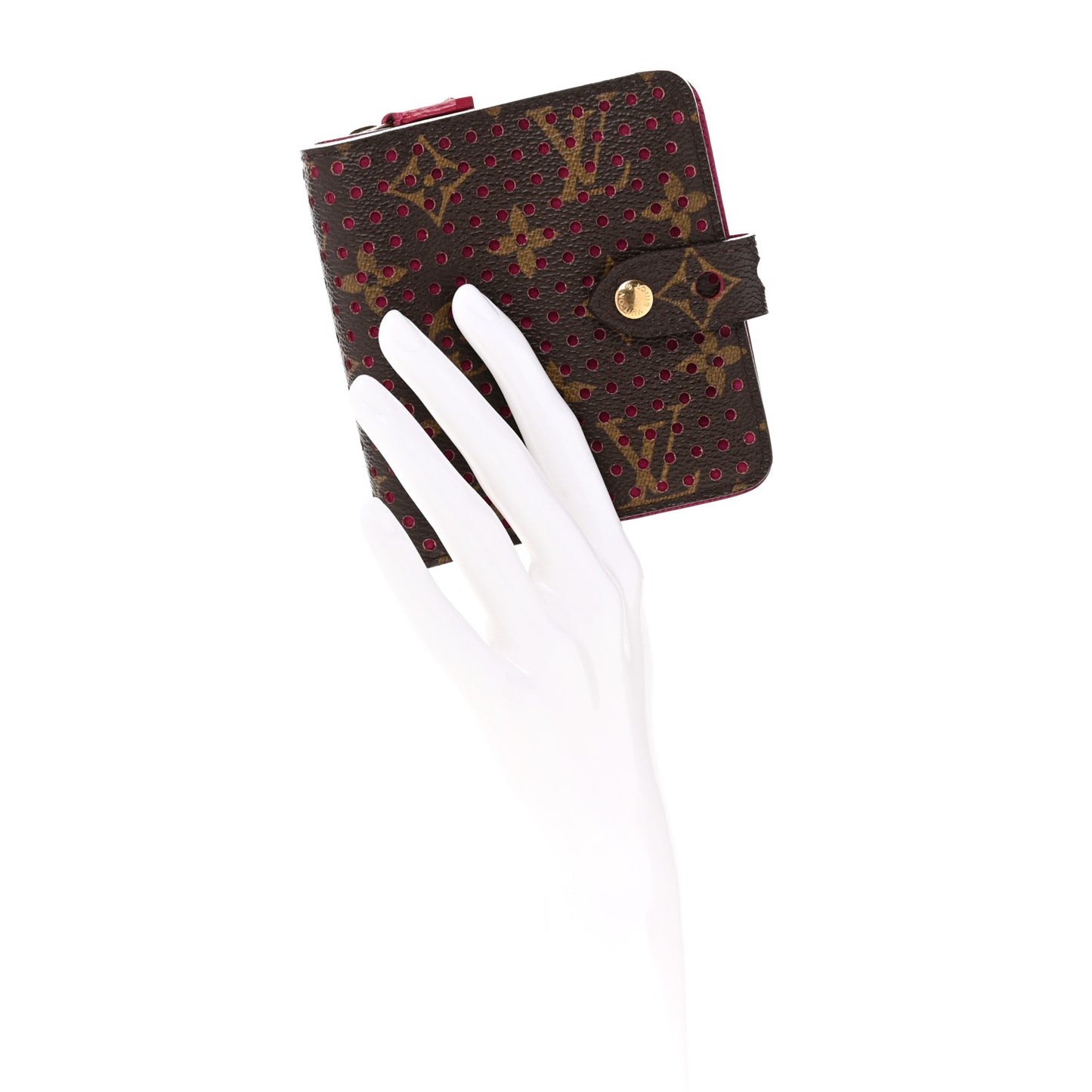 Monogram Perforated Compact Zipped Wallet Fuchsia