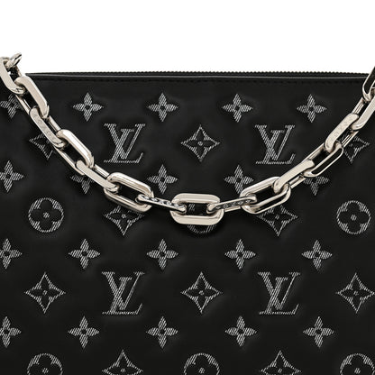 Louis Vuitton Lambskin Embossed Monogram Coussin MM Black Gray 7 of 9