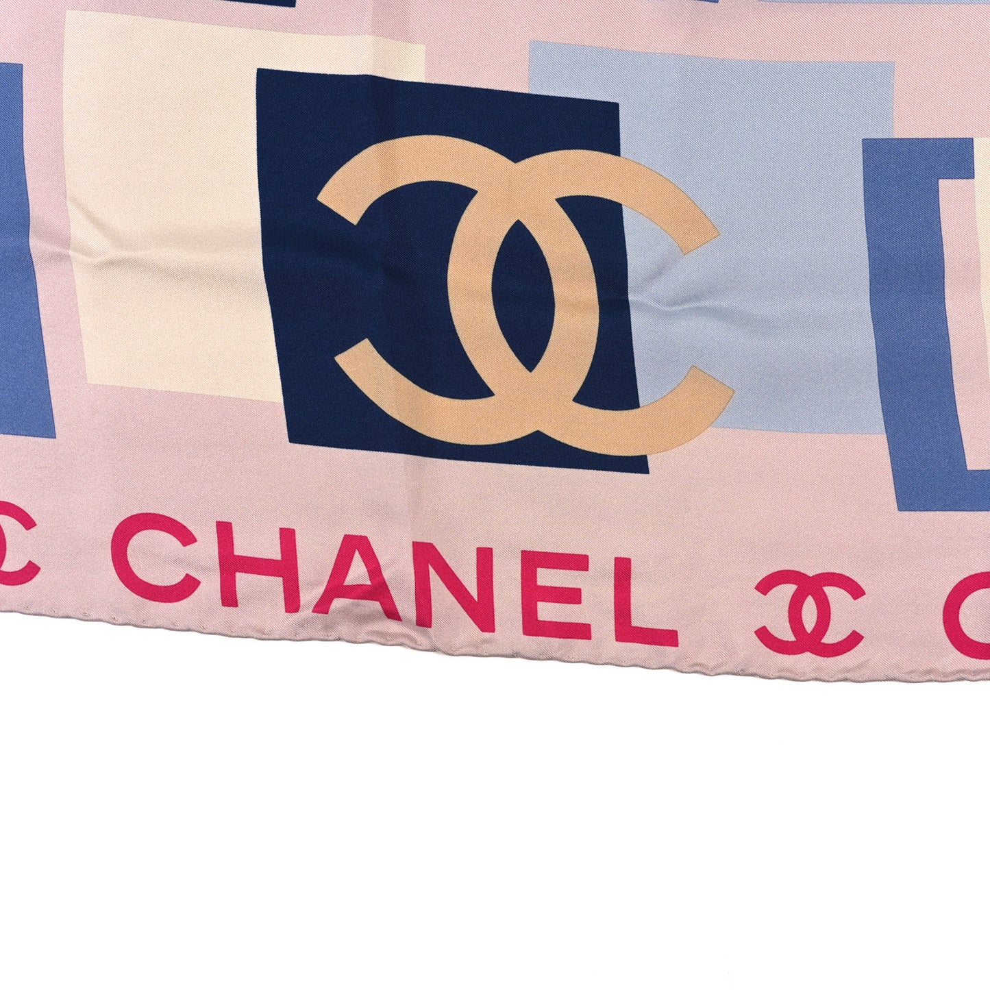 Silk CC Square Scarf Pink Blue