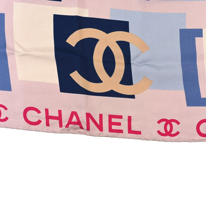 Chanel Silk CC Square Scarf Pink Blue 2 of 3