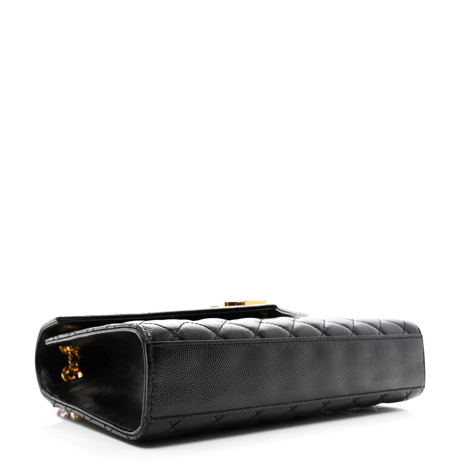Saint Laurent Grain De Poudre Textured Mixed Matelasse Triquilt Medium Monogram Satchel Black 4 of 11