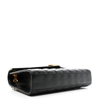 Saint Laurent Grain De Poudre Textured Mixed Matelasse Triquilt Medium Monogram Satchel Black 4 of 11