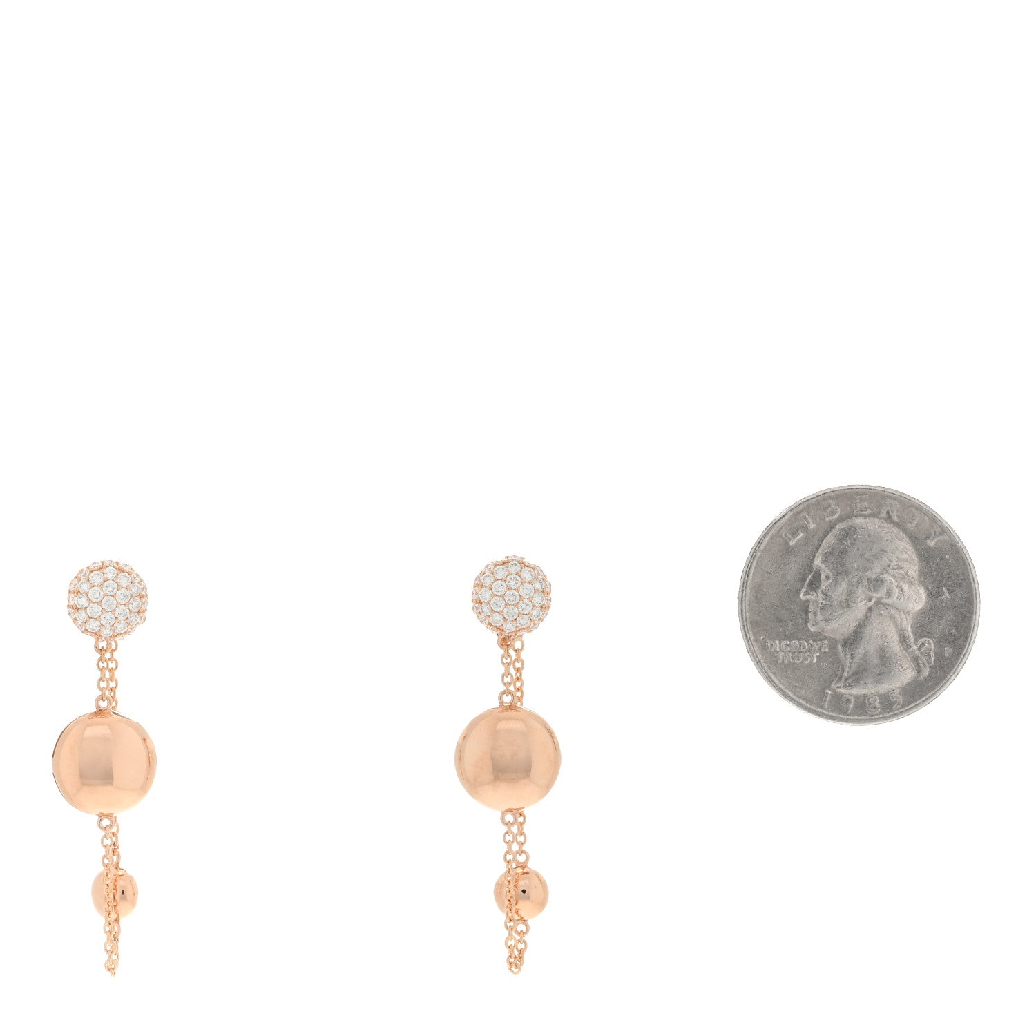 Roberto Coin 18K Rose Gold Diamond Disc Drop Earrings 2 of 4