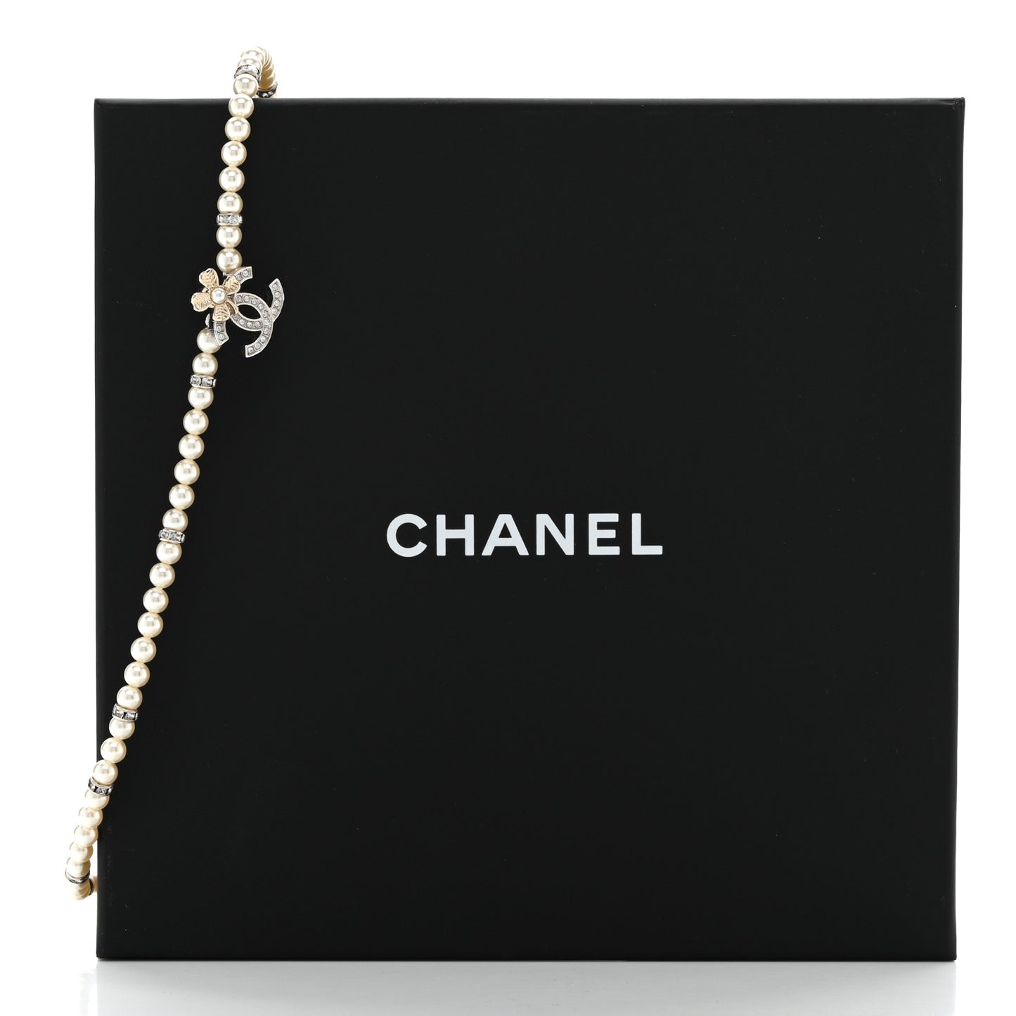 Pearl Crystal Chain CC Clover Necklace Gold Silver
