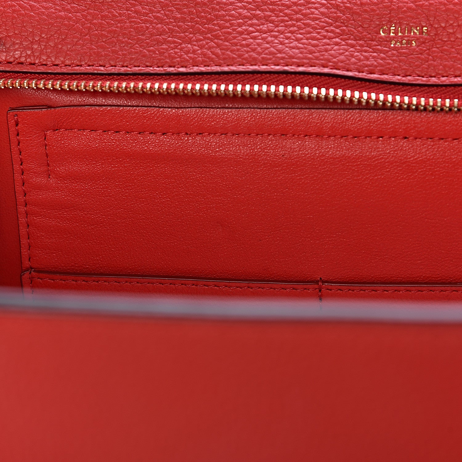 Celine Drummed Calfskin Suede Medium Trapeze Coquelicot 10 of 16
