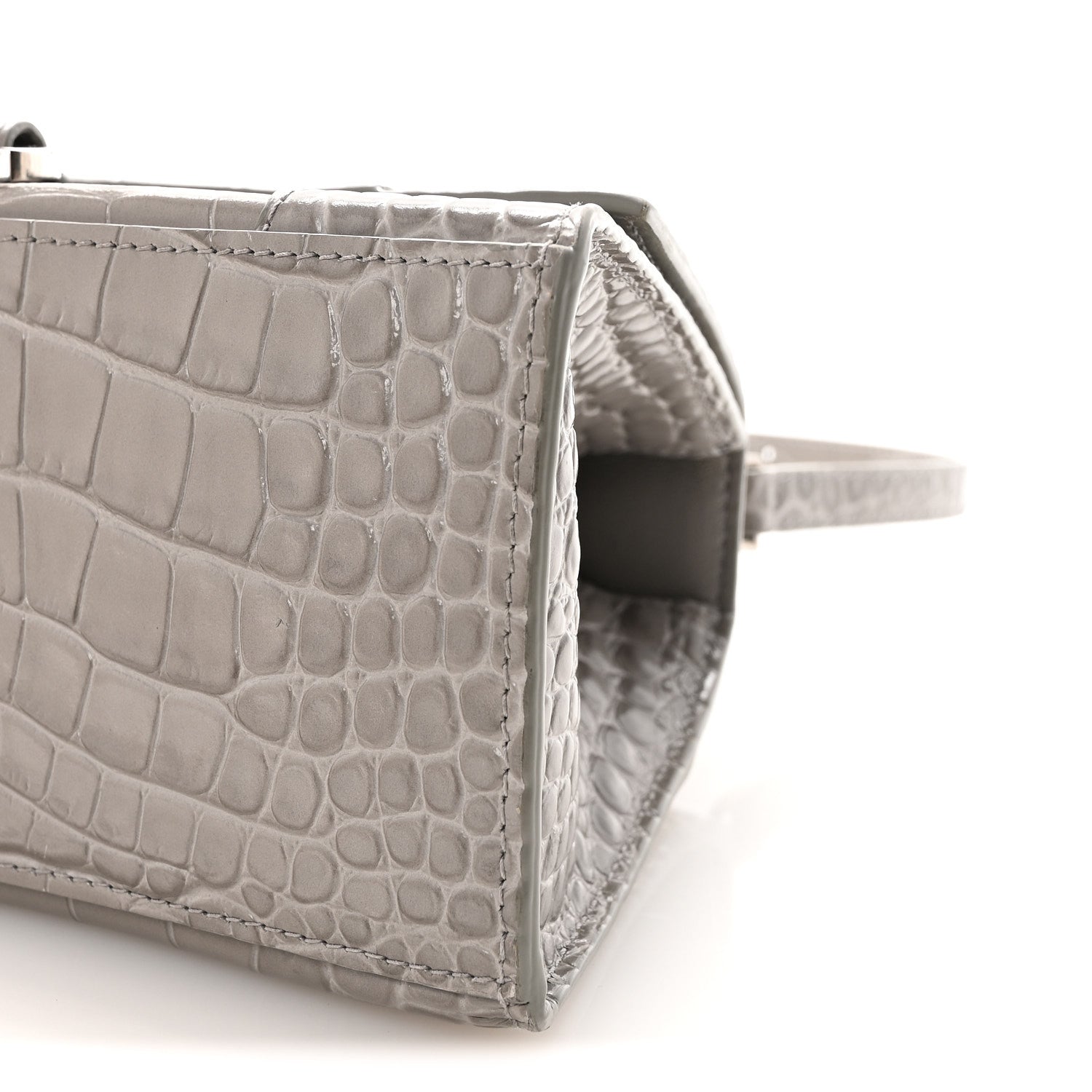 Balenciaga Shiny Calfskin Crocodile Embossed Small Hourglass Top Handle Bag Balenciaga Grey 9 of 9