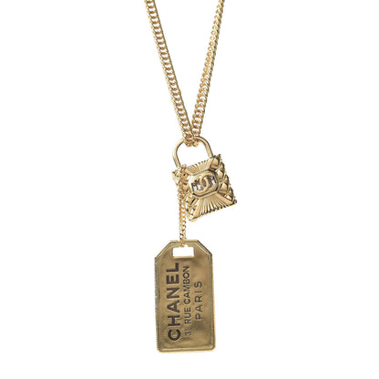 Chanel CC Padlock ID Dog Tag Charm Necklace Gold 5 of 5