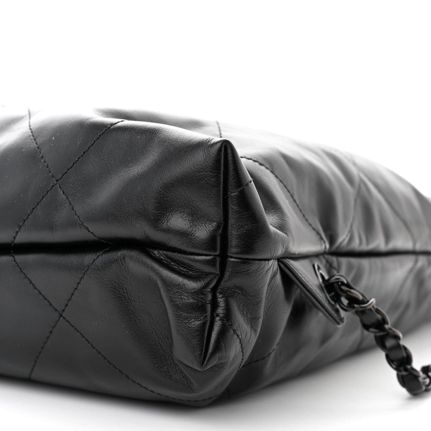 Shiny Calfskin Quilted Chanel 22 Backpack So Black