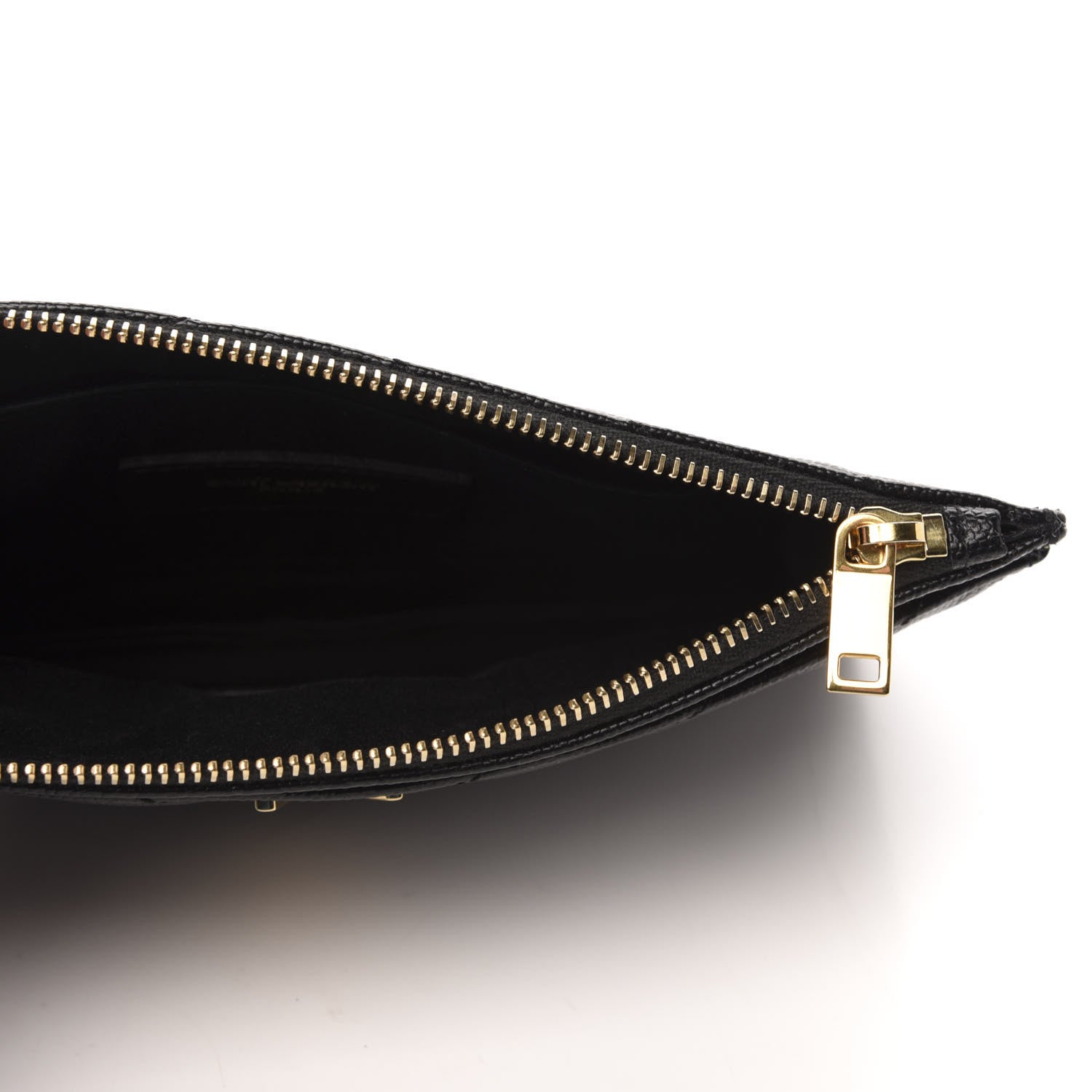 Saint Laurent Grain De Poudre Chevron Monogram Bill Pouch Black 5 of 7
