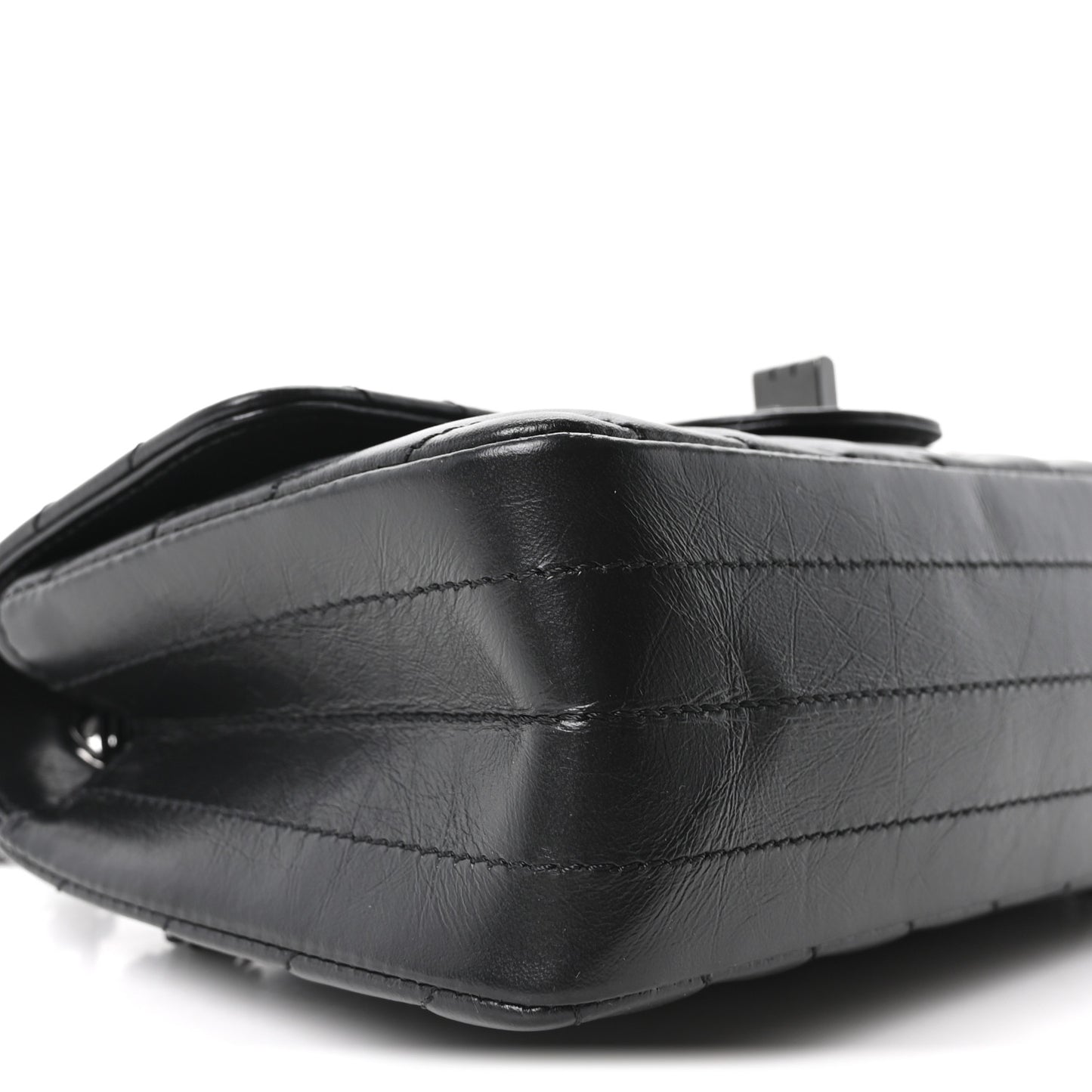 Aged Calfskin Chevron Quilted 2.55 Reissue Mini Flap So Black