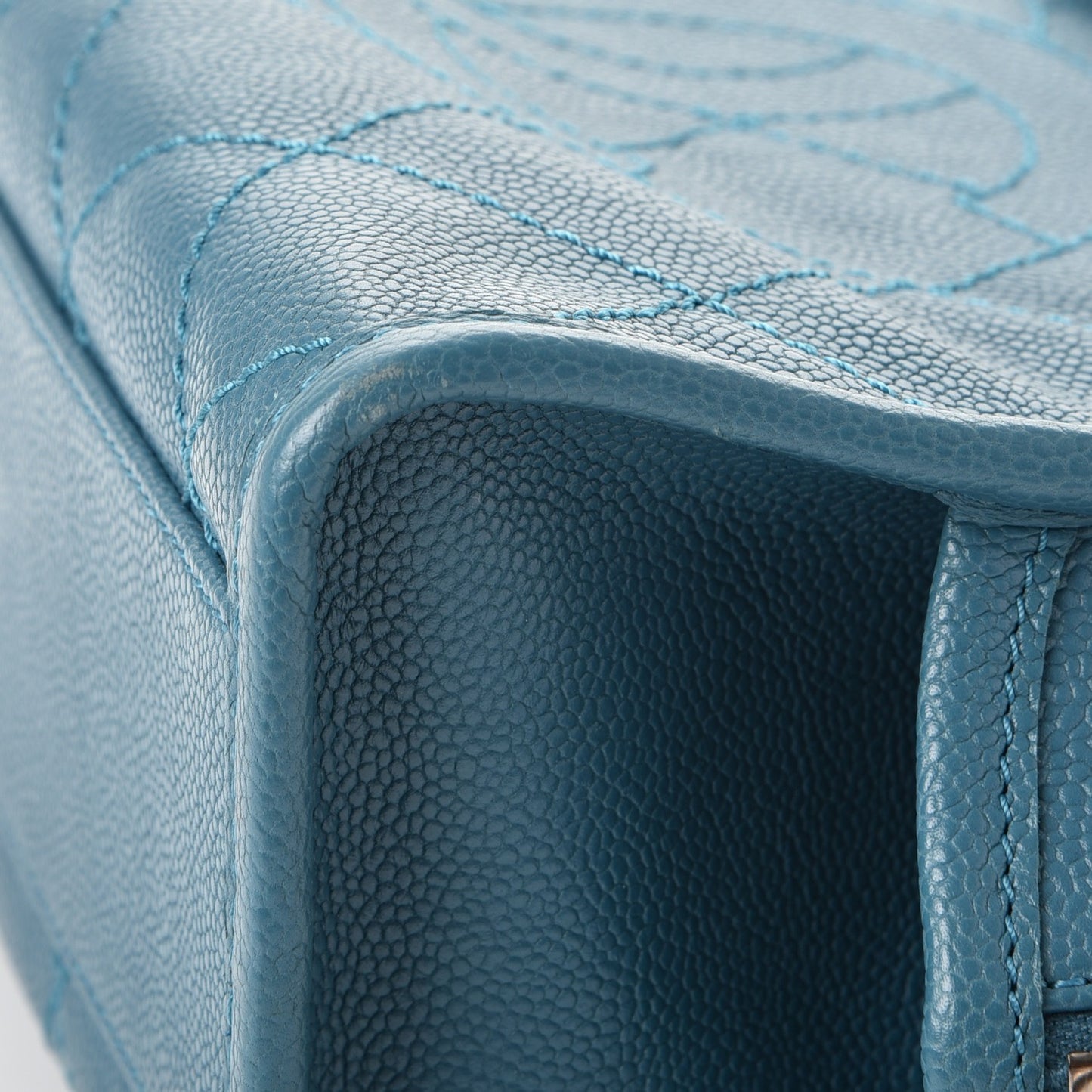 Caviar Quilted Deauville Bowling Bag Blue
