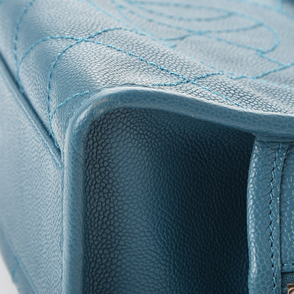 Chanel Caviar Quilted Deauville Bowling Bag Blue 10 of 11
