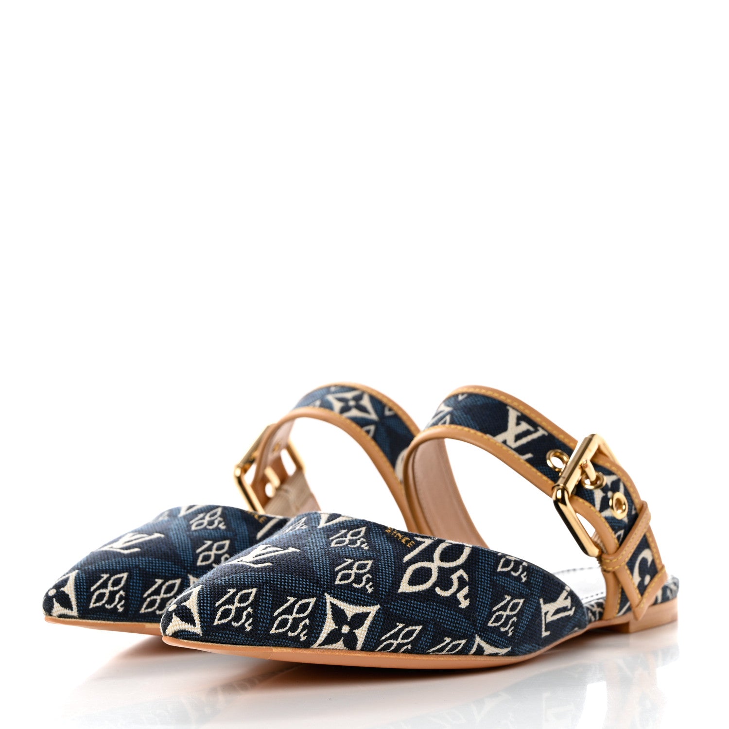 Louis Vuitton Jacquard Since 1854 Sofia Flat Mules 37 Blue 3 of 10