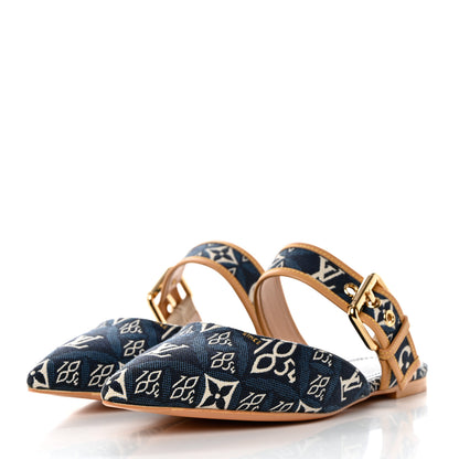 Louis Vuitton Jacquard Since 1854 Sofia Flat Mules 37 Blue 3 of 10