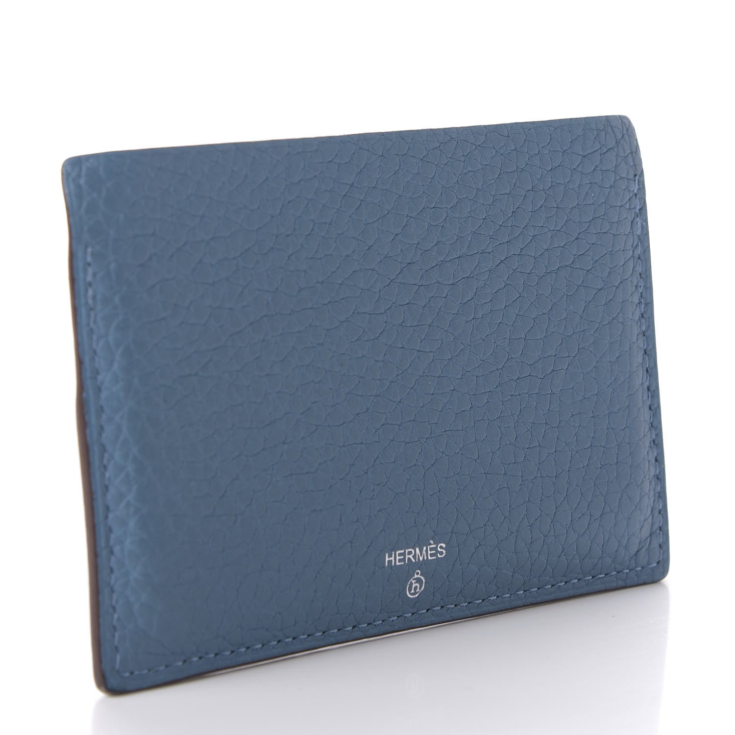 Hermes Togo Lizard Polar Bear Petit H Card Case Bleu De Malte Bleu Glacier White 3 of 7