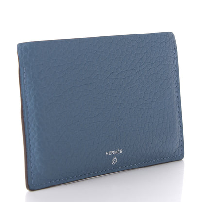 Hermes Togo Lizard Polar Bear Petit H Card Case Bleu De Malte Bleu Glacier White 3 of 7