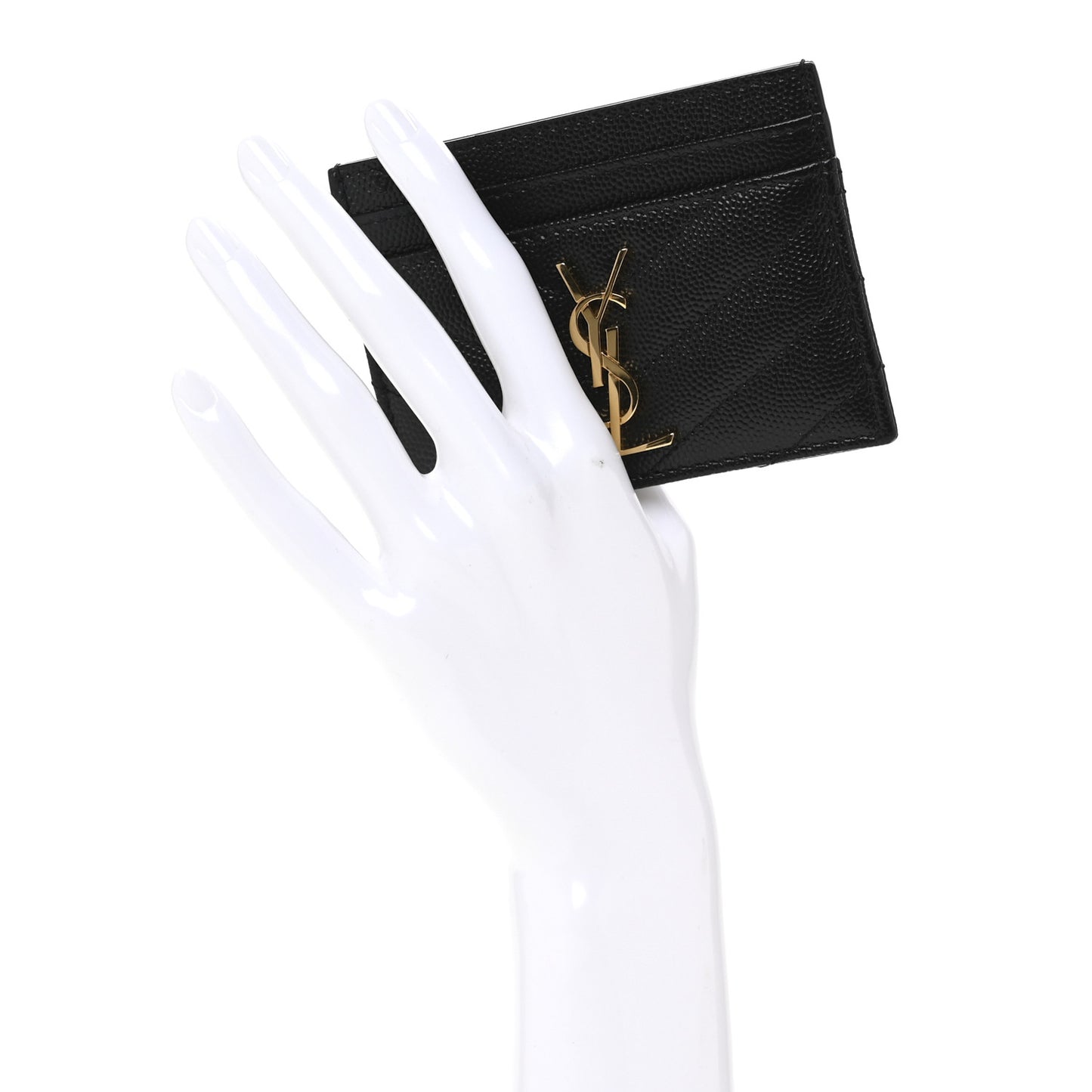 Grain De Poudre Matelasse Chevron Monogram Credit Card Case Black