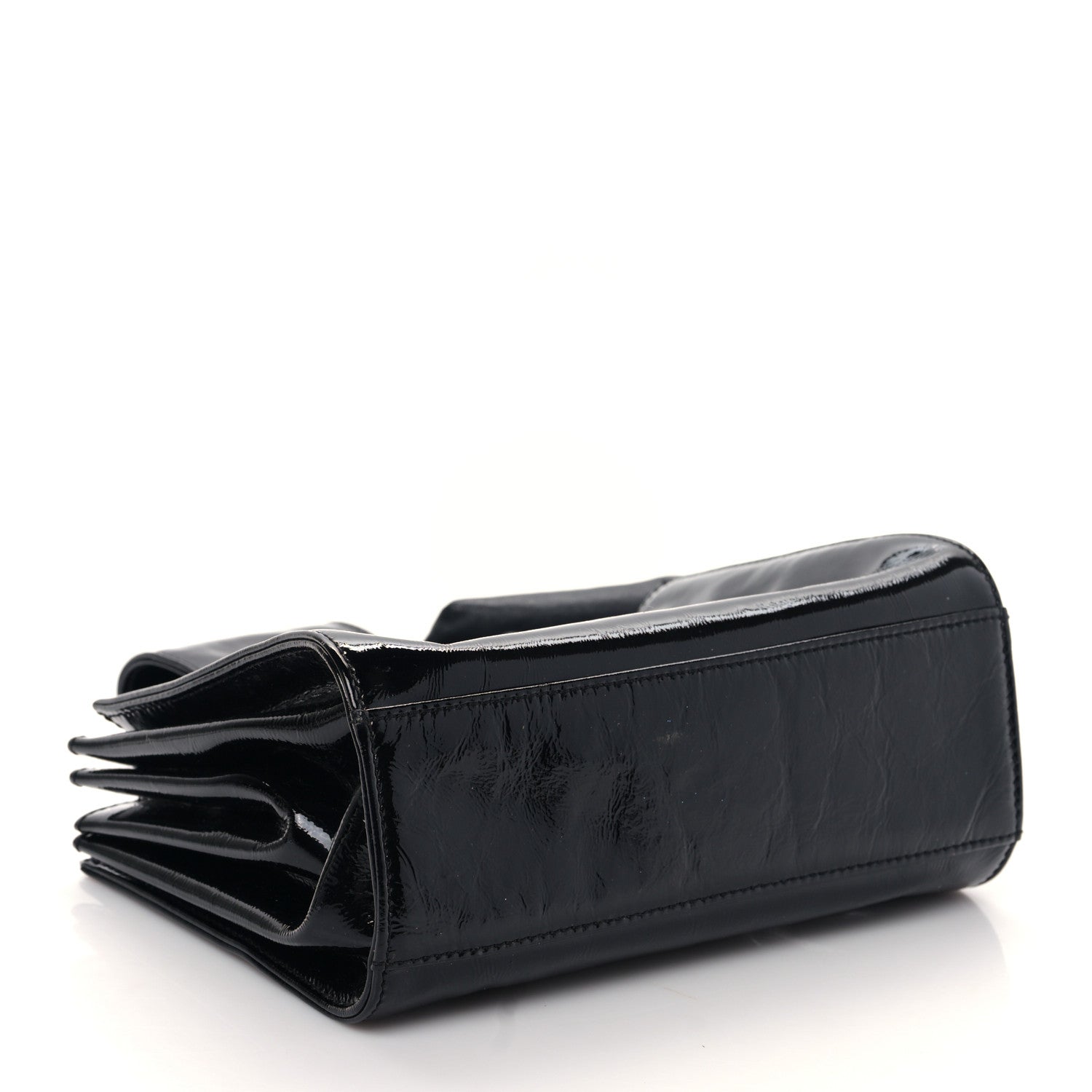 Chanel Patent Mademoiselle Lock Convertible Wrist Clutch Bag Black 5 of 11