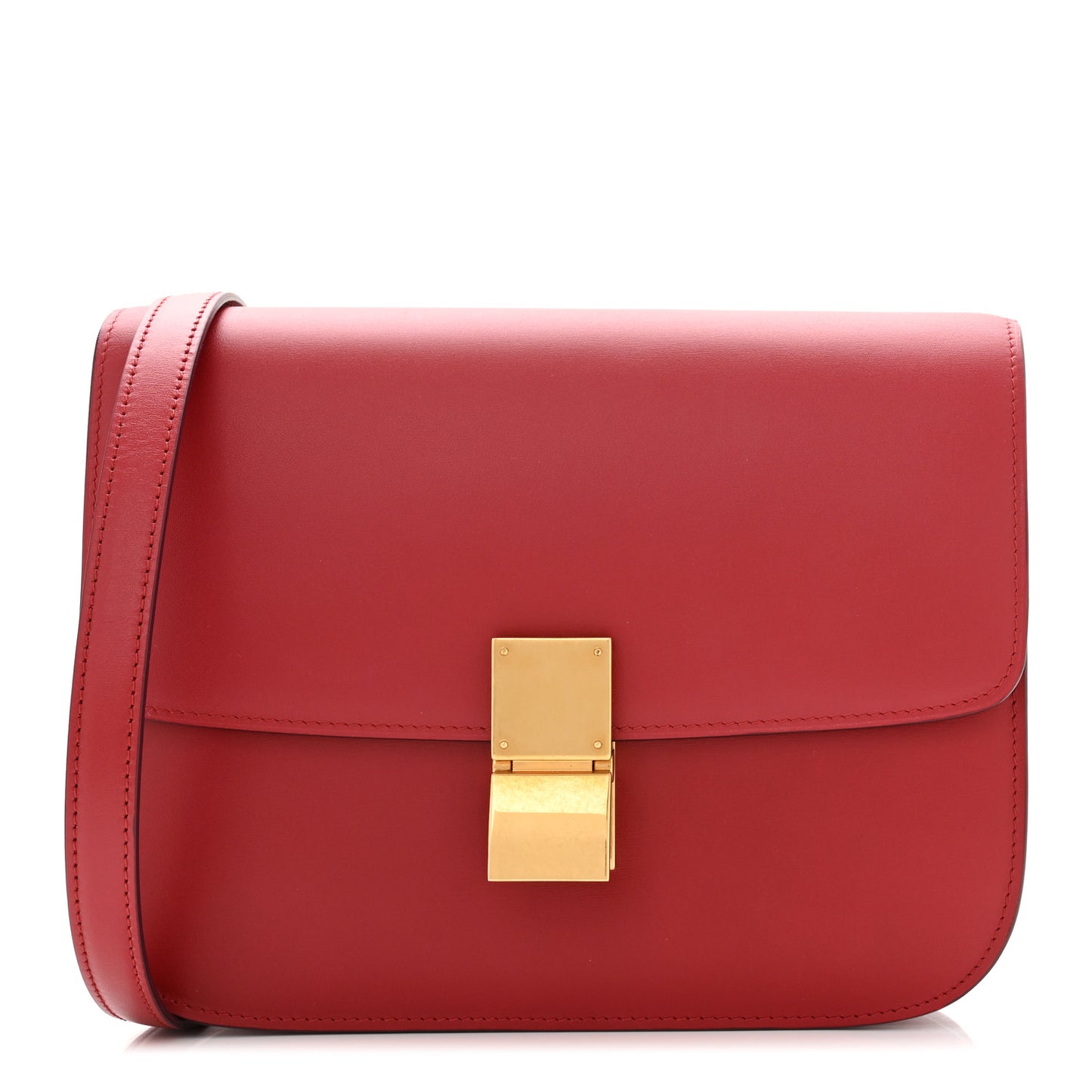 Box Calfskin Medium Classic Box Flap Bag Red