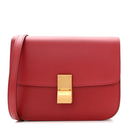 Celine Box Calfskin Medium Classic Box Flap Bag Red 1 of 11