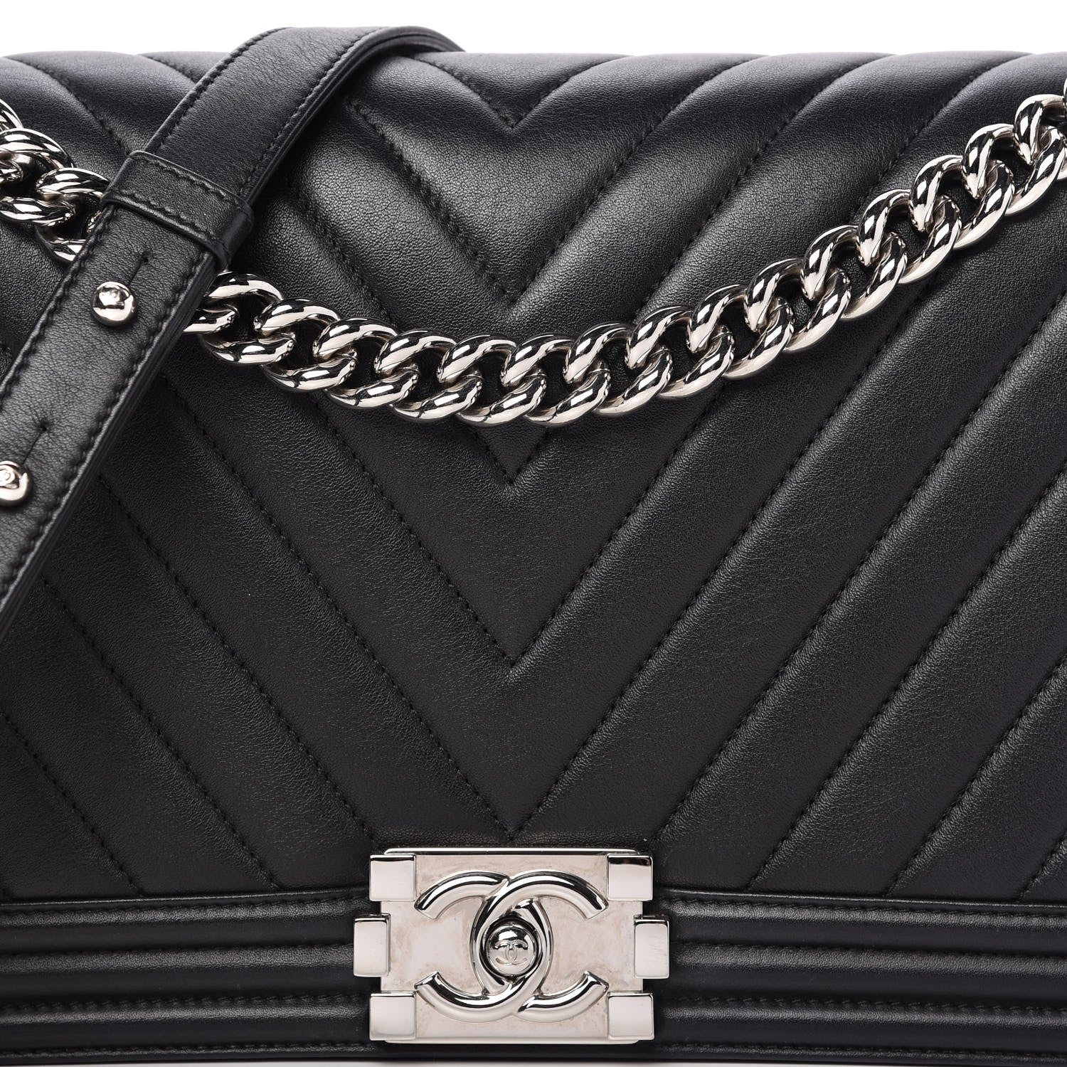 Chanel Calfskin Chevron Quilted New Medium Boy Flap Black 11 of 11