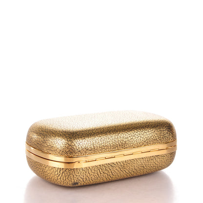 Alexander McQueen Metallic Crackled Lambskin Skull Box Clutch Antique Gold 4 of 8