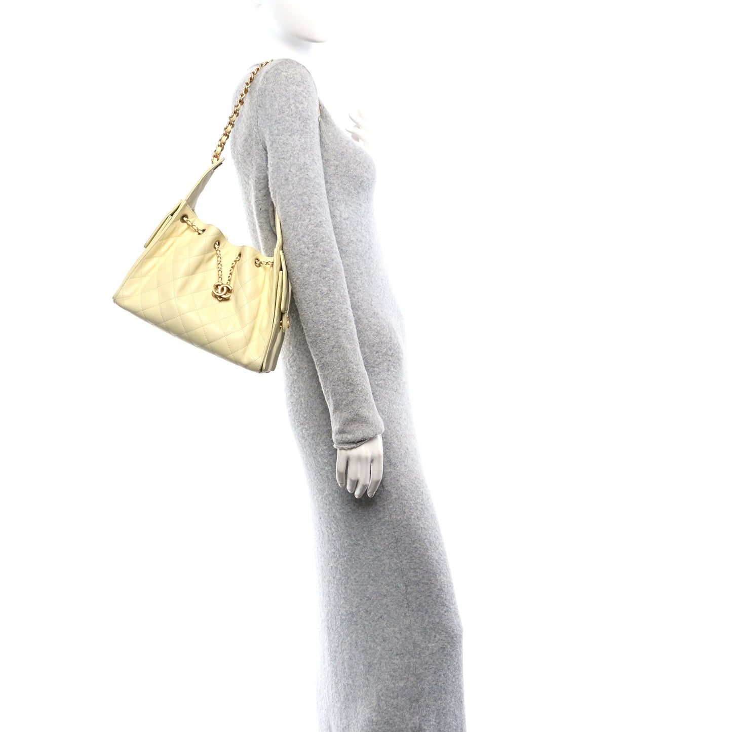 Caviar Quilted Small Chanel 25 Handbag Light Yellow