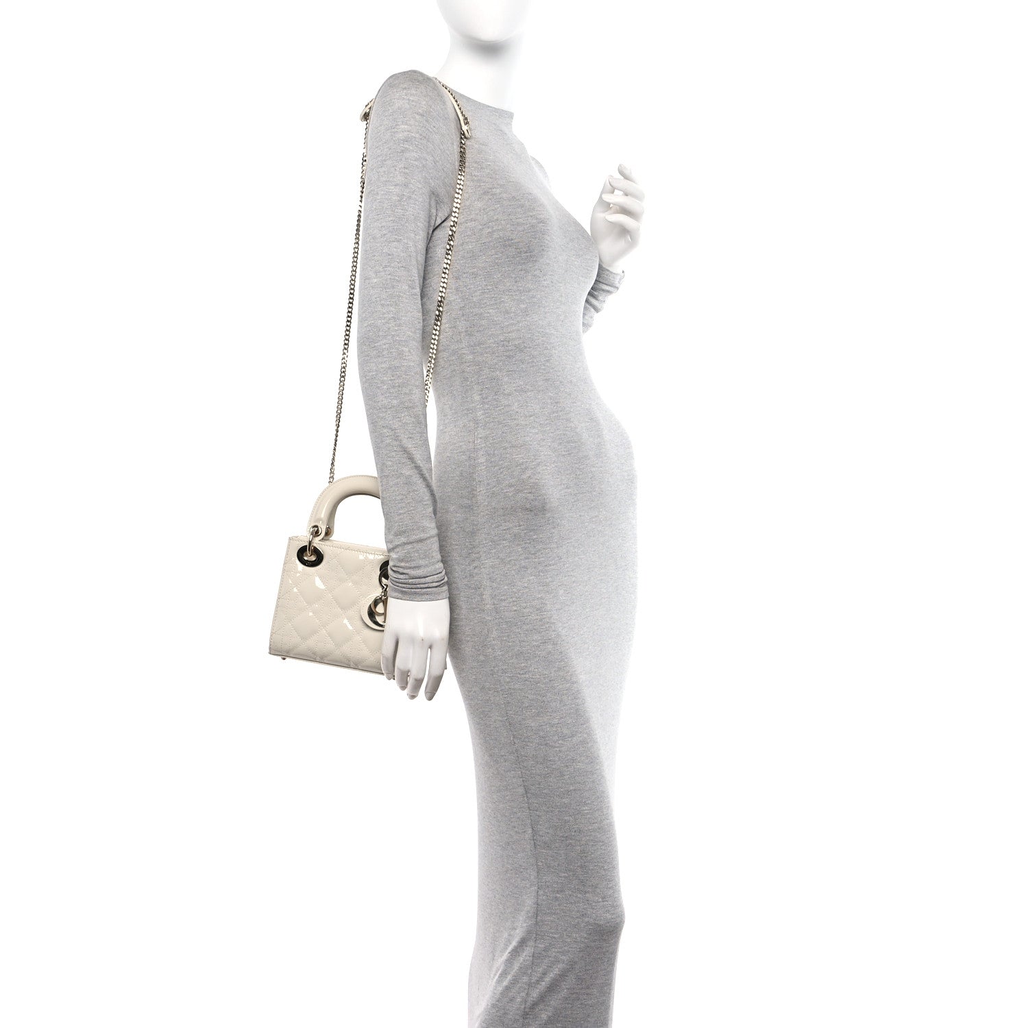 Christian Dior Patent Cannage Mini Lady Dior Latte 2 of 12