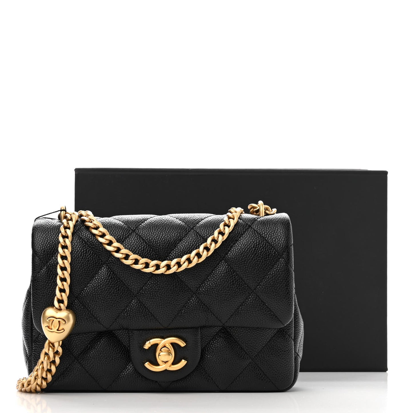 Caviar Quilted Mini Sweetheart Rectangular Flap Black