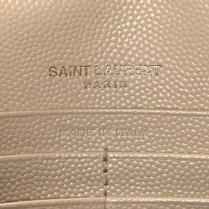 Saint Laurent Grain De Poudre Matelasse Chevron Monogram Envelope Chain Wallet Nude Powder 6 of 10