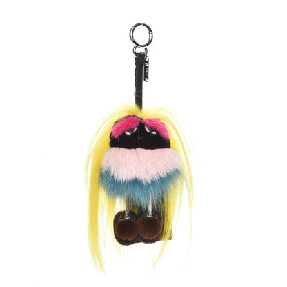 Fendi Goat Mink Fox Fur Mum Wonders Bag Charm Yellow Water Multicolor 1 of 5