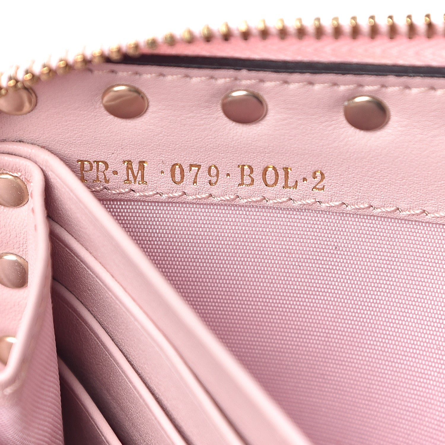 Valentino Garavani Calfskin Rockstud Zip Around Wallet Water Rose 8 of 9