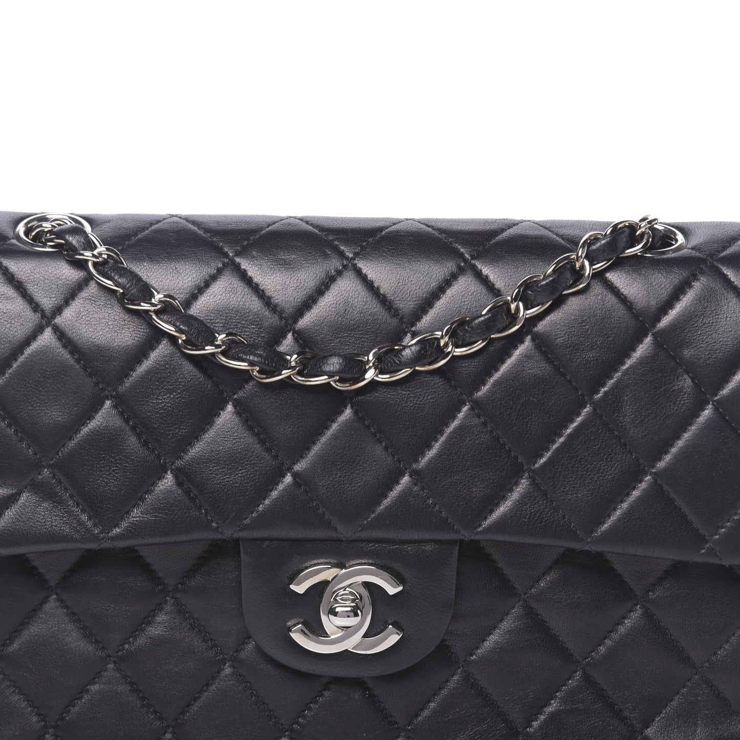 Lambskin Quilted Small Double Flap Black