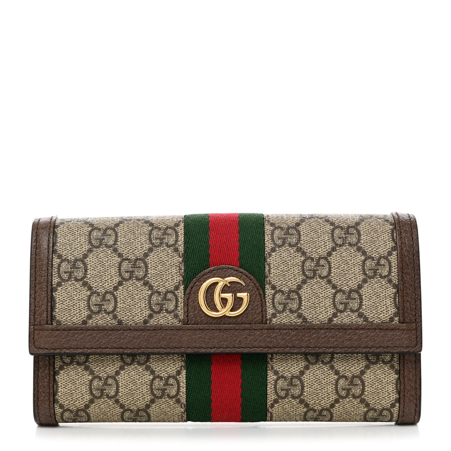 GG Supreme Monogram Web Ophidia Continental Wallet Brown