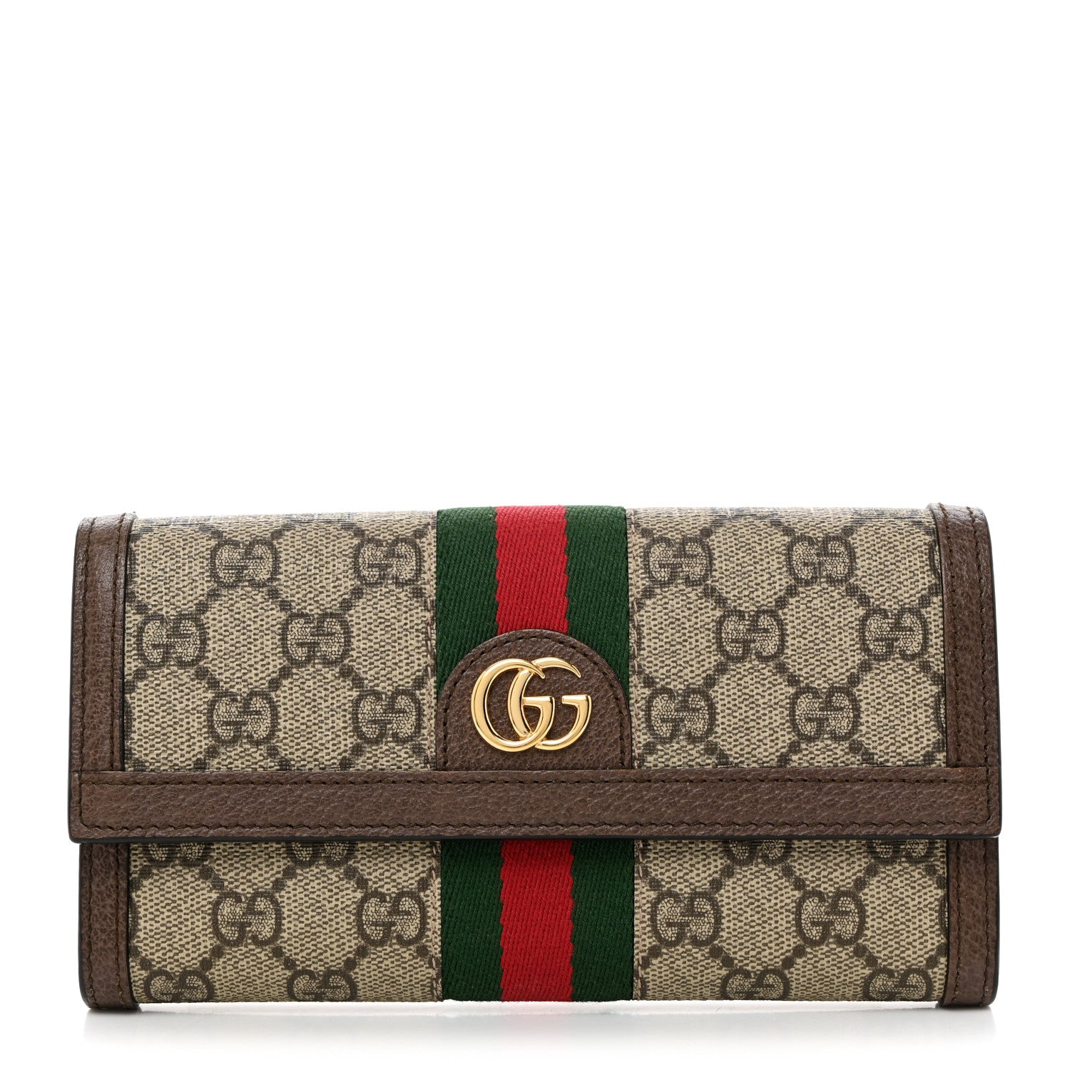 Gucci GG Supreme Monogram Web Ophidia Continental Wallet Brown 1 of 7