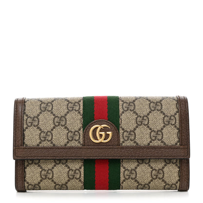 Gucci GG Supreme Monogram Web Ophidia Continental Wallet Brown 1 of 7