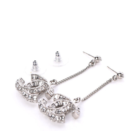 Chanel Baguette Crystal CC Dangle Earrings Silver 3 of 3