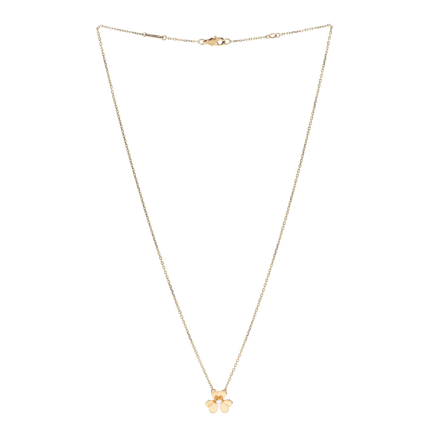 Van Cleef & Arpels 18K Yellow Gold Diamond Mini Frivole Pendant Necklace 3 of 7