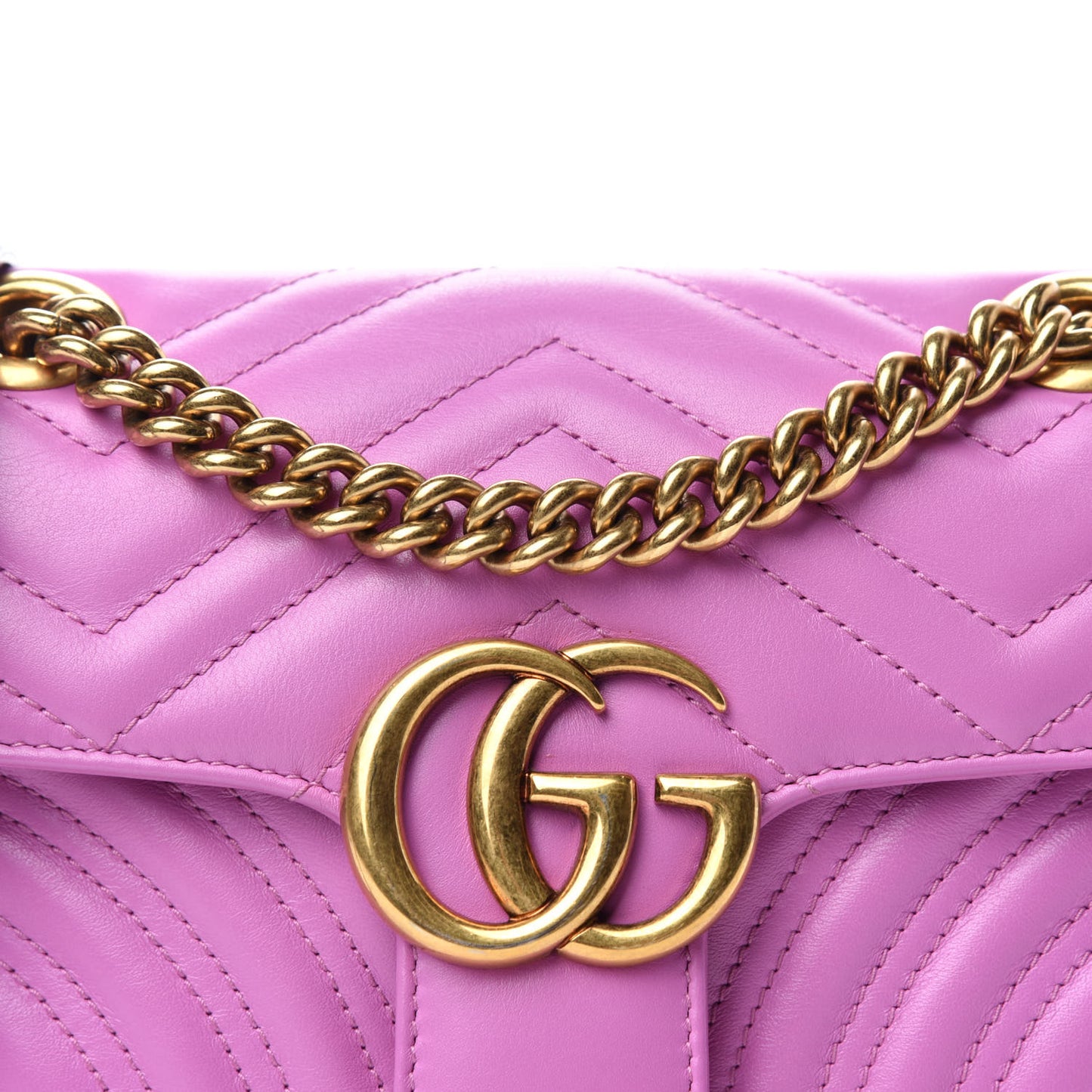Calfskin Matelasse Mini GG Marmont Shoulder Bag Candy Mousse