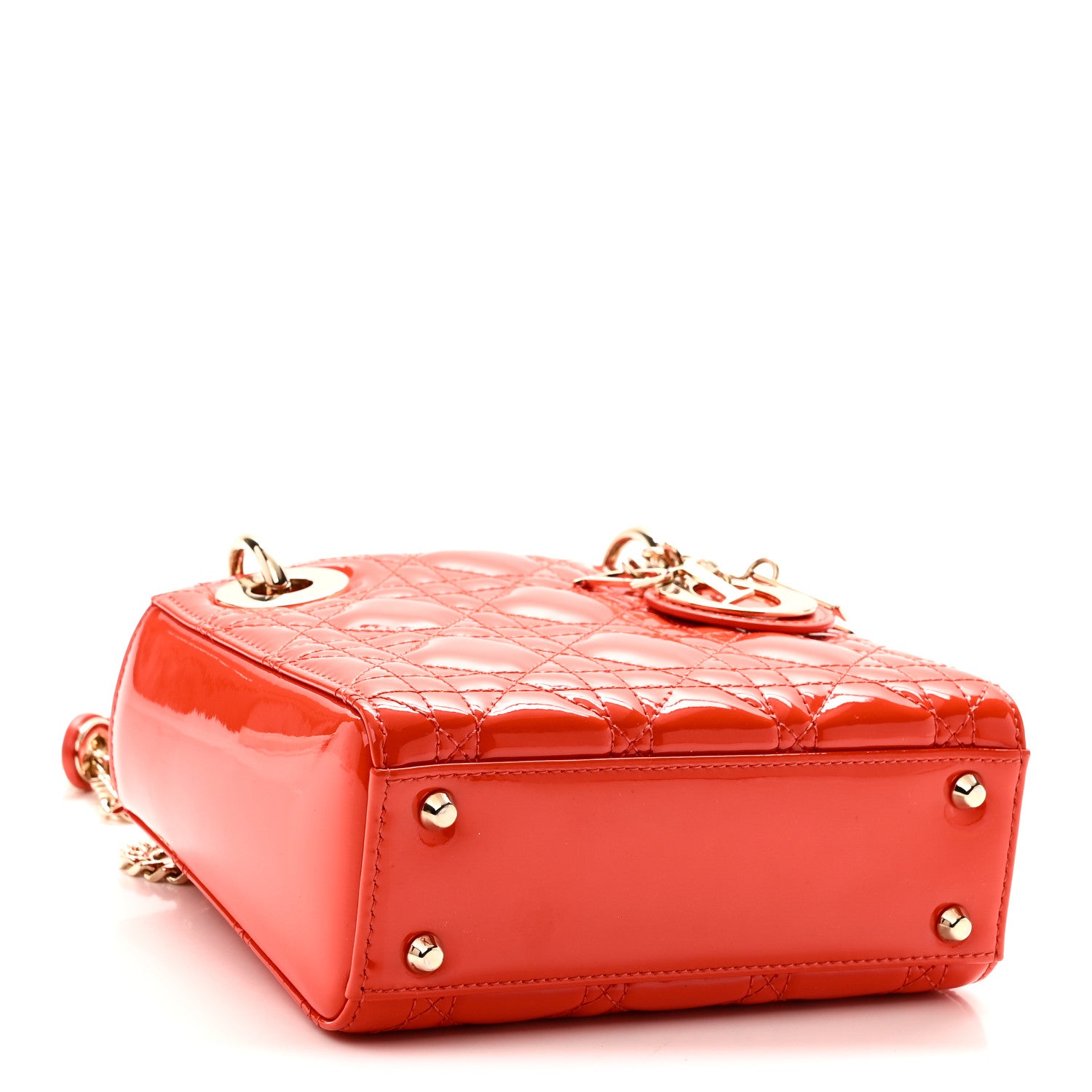 Christian Dior Patent Cannage Mini Lady Dior Orange 4 of 10