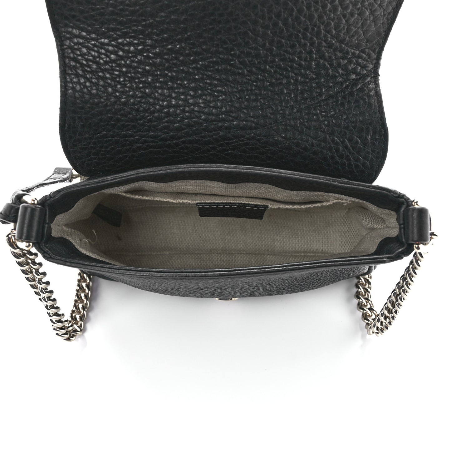 Pebbled Calfskin Small Soho Flap Crossbody Black