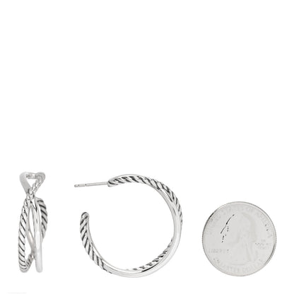 David Yurman Sterling Silver Crossover Cable Hoop Earrings 2 of 4