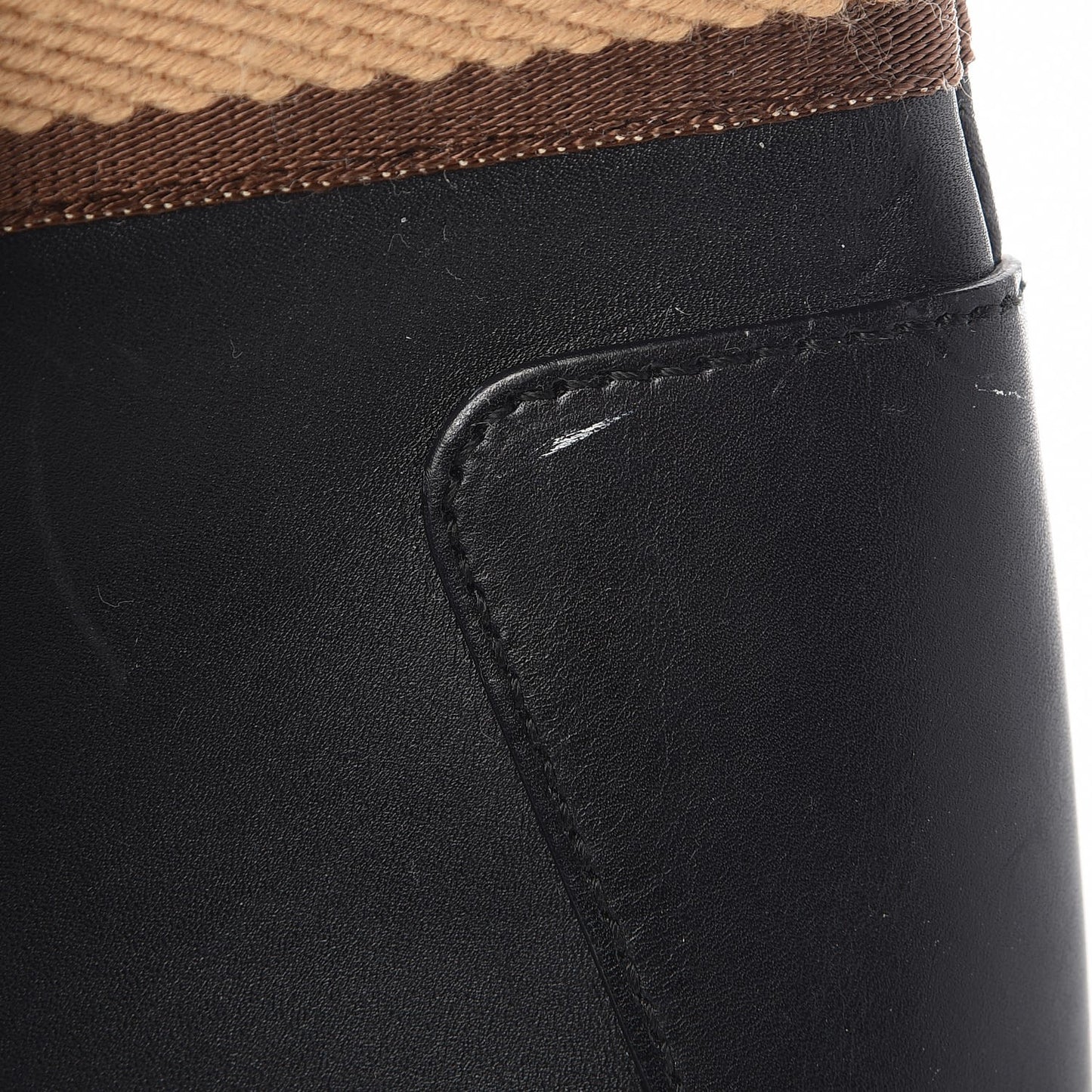 Calfskin Web Tote Black