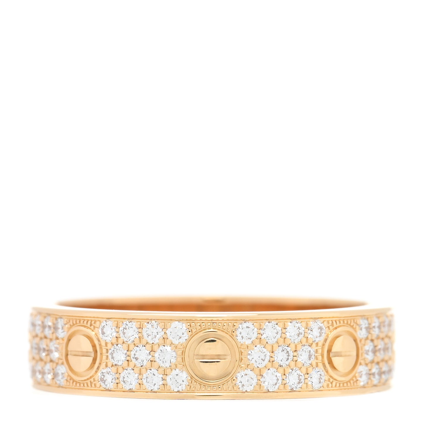 18K Yellow Gold Diamond 4mm LOVE Wedding Paved Band Ring 55 7.25