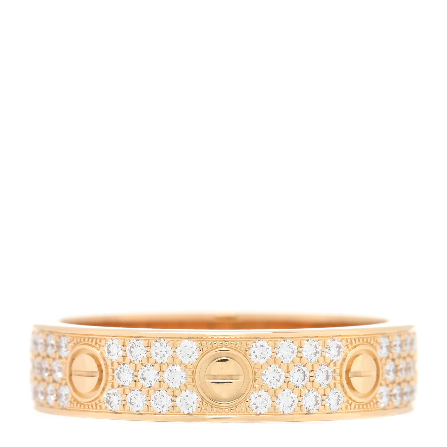 Cartier 18K Yellow Gold Diamond 4mm LOVE Wedding Paved Band Ring 55 7.25 3 of 5