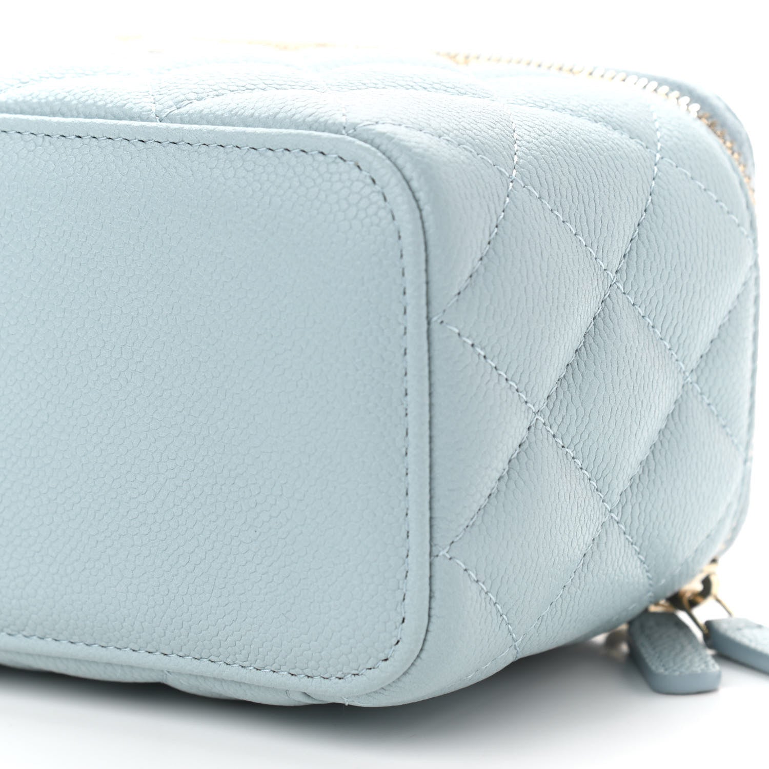 Chanel Caviar Quilted Small Tiny CC Vanity Case With Chain Light Blue 11 of 12